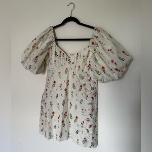 Cream Puff Sleeve Mini Dress